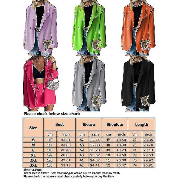 Naisten pitkähihaiset Business-takit Work Cardigan-takki ingle Breasted Blazers V Orange S