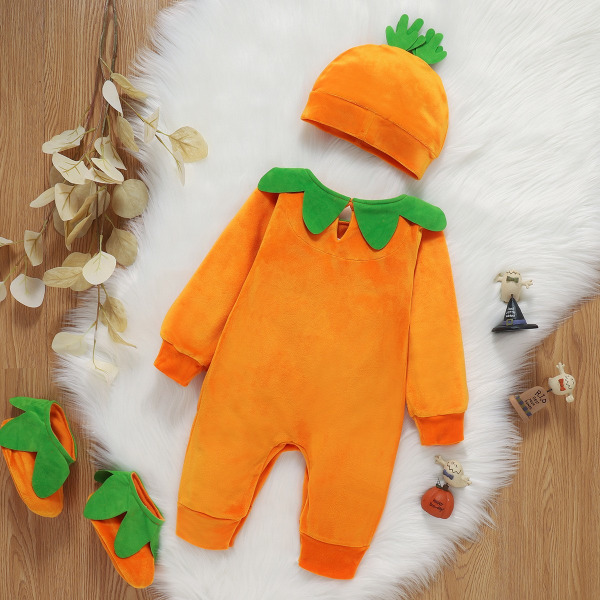 Baby Halloween-kostym Pumpa Bodysuit Romper Baby cosplay Set 0-6M