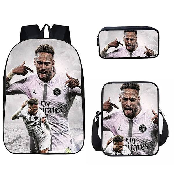 neymar Fotbollsryggsäck Student skolväska i tre set I white 4 40cm