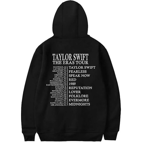 Pullover hoodies för Taylor The Eras Tour Swift sweatshirt med luva Casual huvtröja med ficka Black XL