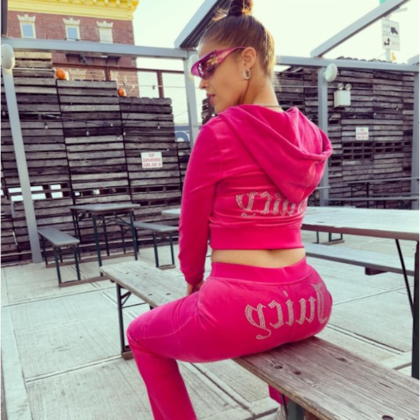 Sammet Juicy Couture Set för kvinnor I Rose red M