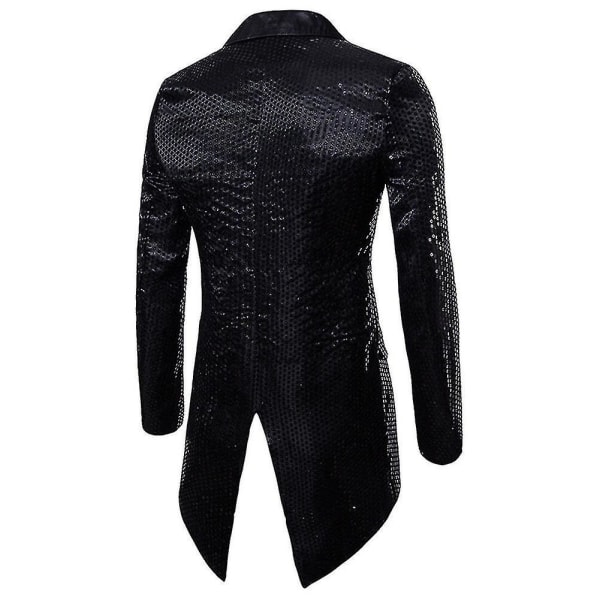 Sliktaa Herre Sequin Svalehale Dressjakke Fest Show Tux Kjole Frakk Black S