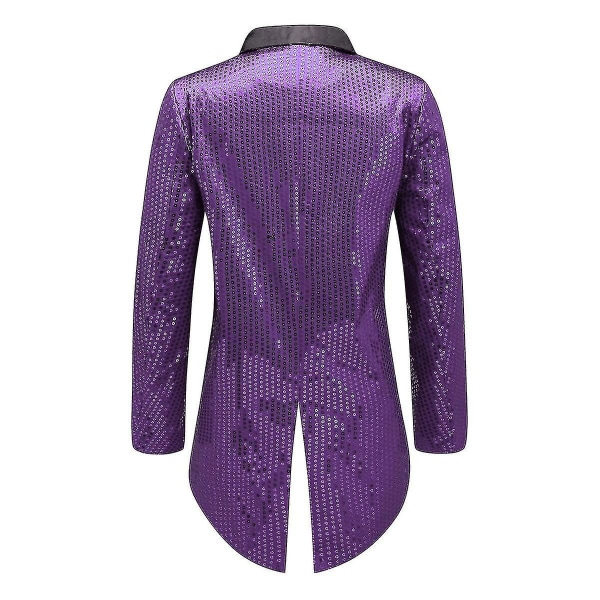 Sliktaa Herr paljett Swallowtail kostymjacka Party Show Tux Dress Coat Purple S
