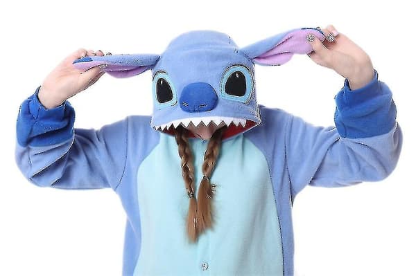 Stitch Pyjamas Anime Cartoon Sovkläder Outfit Jumpsuit_y Blue Blue L