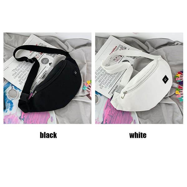 Dam Fanny Pack Midjeväskor Canvas Bum Bag SVART W black