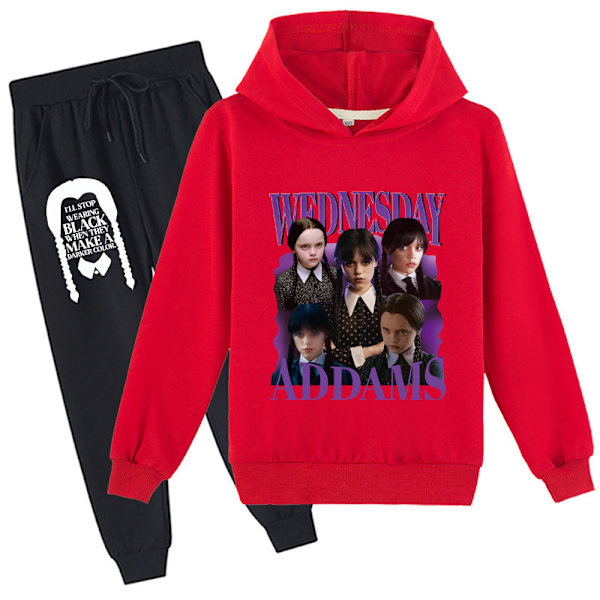 Onsdag Addams printed byxor med hoodie för barn C Z C 100cm