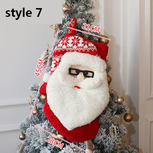 Stor julstrømpe Santa Claus strømper Godteri gavepose style 7