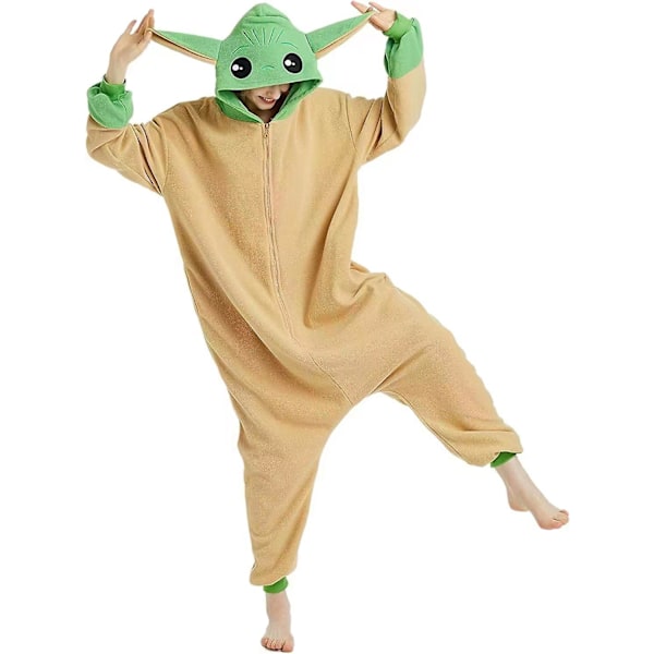 Hvordan du trener dragen din Anime Tegneserie En-delt Pyjamas Par Hjemmekles Forestilling Kostyme Baby Yoda -a M