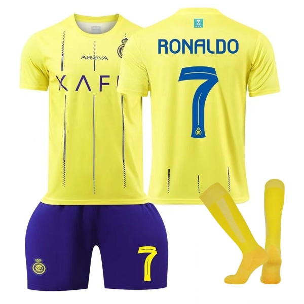 Ronaldo 23-24 Al-Nassr FC tröja nr 7 hemma fotbollströja set vuxna barn Z Kids 26(140-150cm)