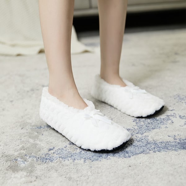 Naisten flanelli fleece liukumattomat tossut paksut sisätossut White Z White 39/41