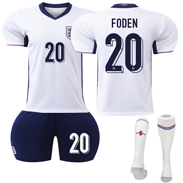 UEFA EM 2024 England Hemma Barn Fotbollströja Nr 20 Foden-Xin 22