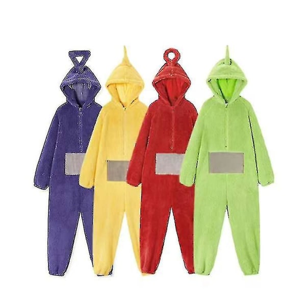 Teletubbies Yksivärinen Pyjama Kotiasu Asu Naisille Miehille Ja Naisille Paksu Koralli Fleece_y I green M