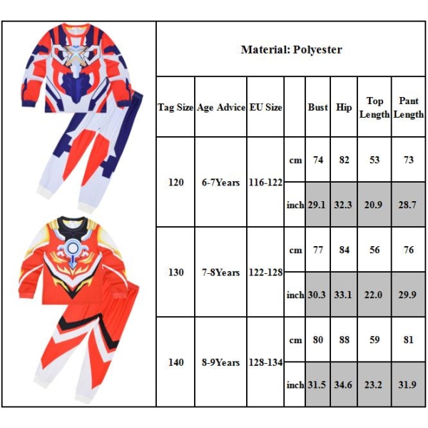 2st Pyjamas för barn Superman Altman långärmad tröja Nattkläder I C 130cm