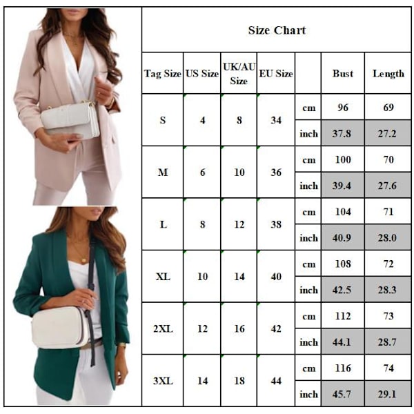 Kvinder Almindelig Cardigan Kappa Blazer Kostume Jakke Arbejdsforretning Khaki Z Khaki M