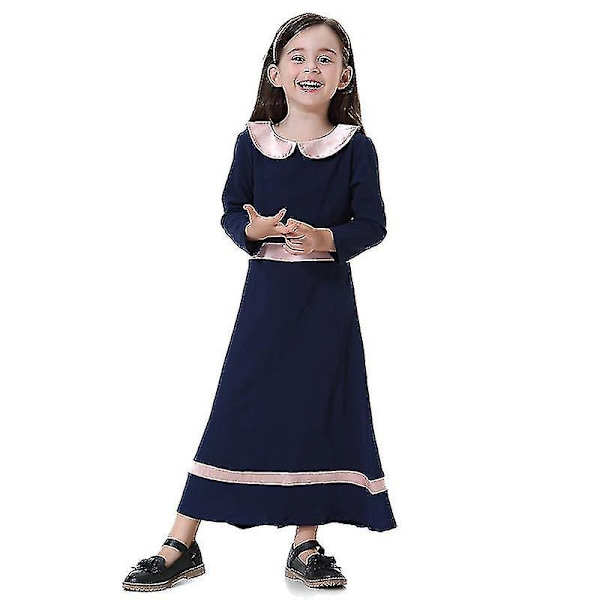 2-16-vuotiaiden tyttöjen muslimi-islamilainen mekko-c Navy Blue 15-16 Years