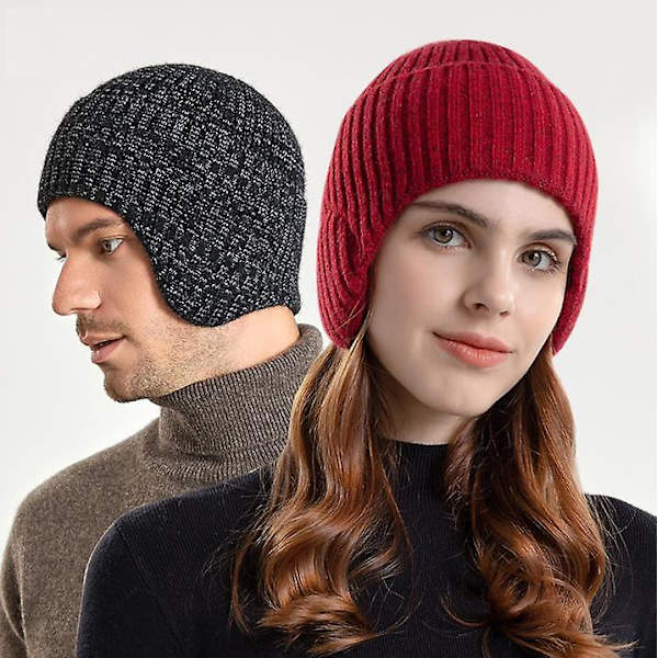 Vinter utomhus tjock stickad yllehatt, varm kall cap Khaki