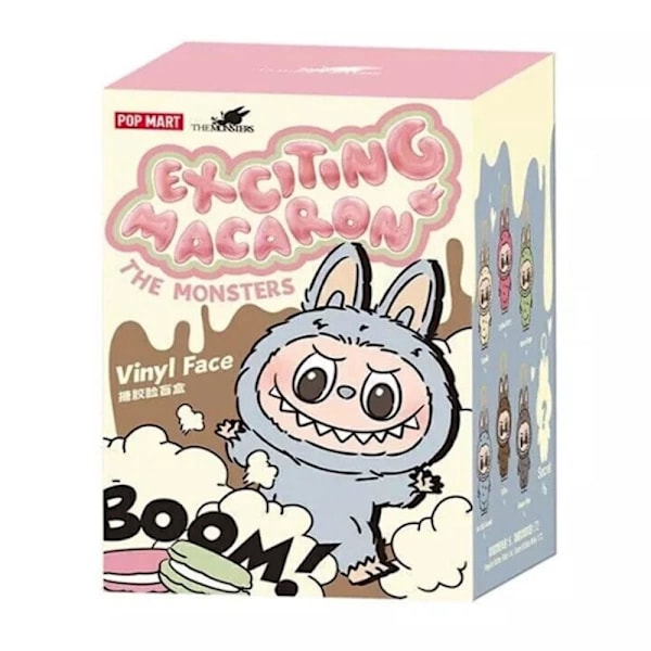 1 POP MART Labub Monster Stimulating Battlefield Macaron Plyschdocka Handgjord Leksak Blind BoxZZ 4