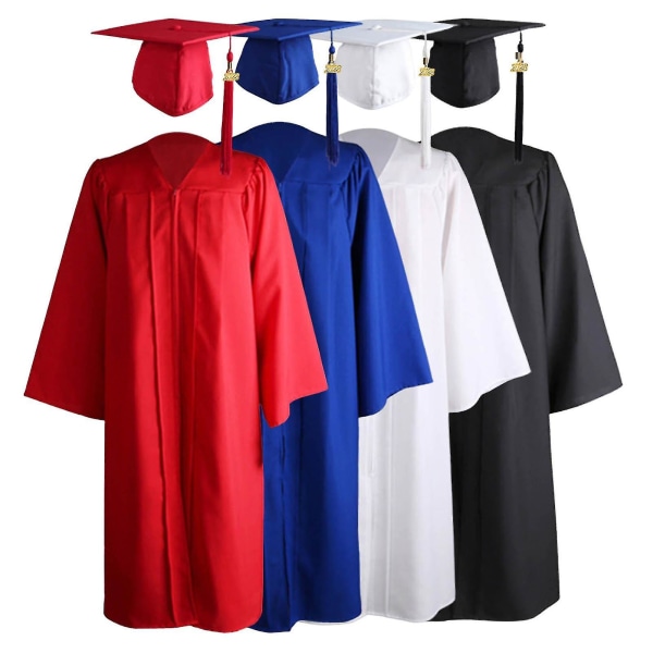 Naievear 1 Set Graduation Klänning Hatt Tofs Dragkedja V-hals Lös Enfärgad 2023 High School Bachelor Akademisk klänning Studenttillbehör Royal Blue L