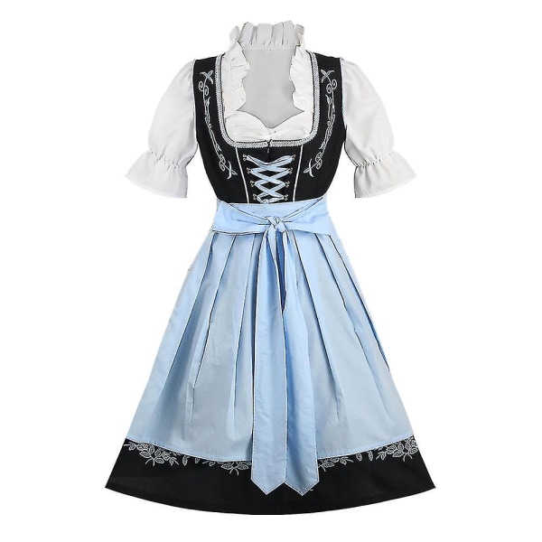 Tysk Oktoberfest Bayersk Traditionel Ølkjole Broderet Halloween Cos Maid Outfit M