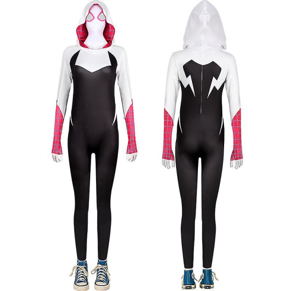 Spider-man Cosplay-asu Across The Spider-verse Miles Morales Gwen Zentai Halloween-karnevaalijuhlapuku aikuisille lapsille Gwen 100