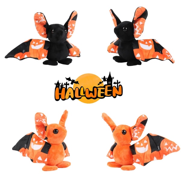 Halloween Gresskar Flaggermus Dukke Trykt Flaggermus Edderkopp Plysj Leke Dekorasjon Gave Black