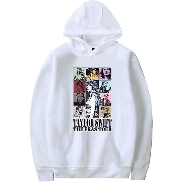 Pullover hoodies för Taylor The Eras Tour Swift sweatshirt med luva Casual huvtröja med ficka White 3XL