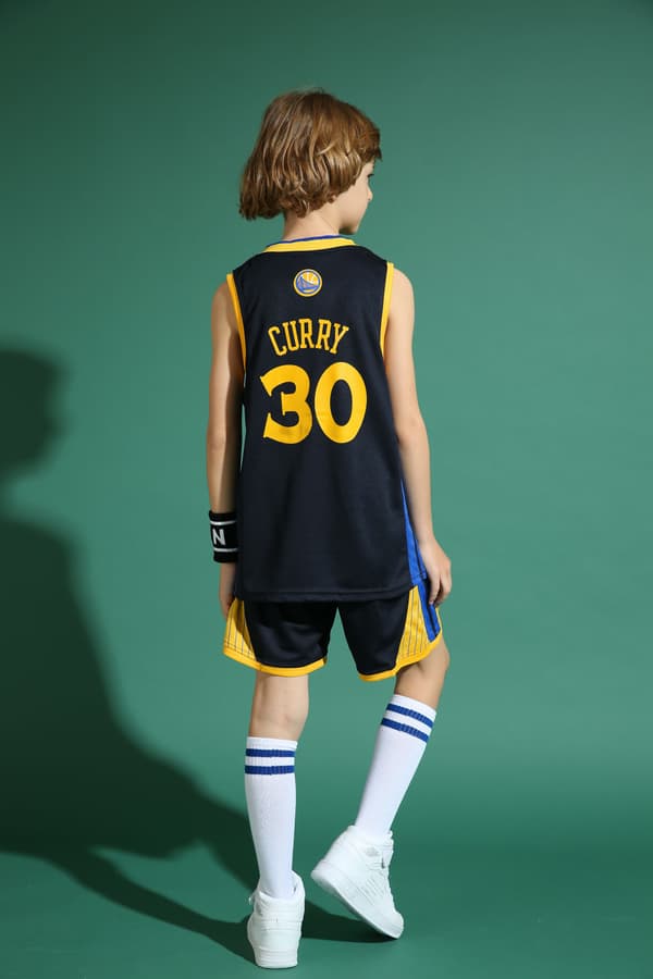 Stephen Curry No.30 BaskettrÃ¶ja Set Warriors Uniform fÃ¶r barn tonÃ¥ringar I Black XL (150-160CM)