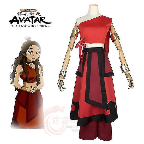 Halloween Cos Stage -asu, Avatar The Last Airbender, Prinssi Zukon cosplay-asu, täydellinen setti Katara red L