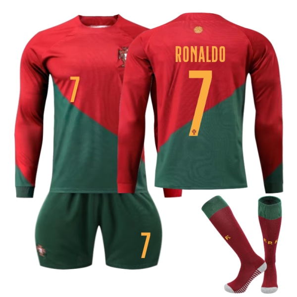 2022-2023 Vinter Portugal Hjemmefotball Barnetrøye Voksen og barn nr 7 Cristiano Ronaldo L