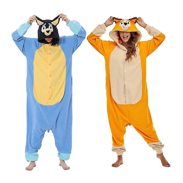 Kigurumi-eläinasu aikuisille, sarjakuva, koira, onesie-pyjama, Halloween-asu, haalari, joululahja Bluey 140 125