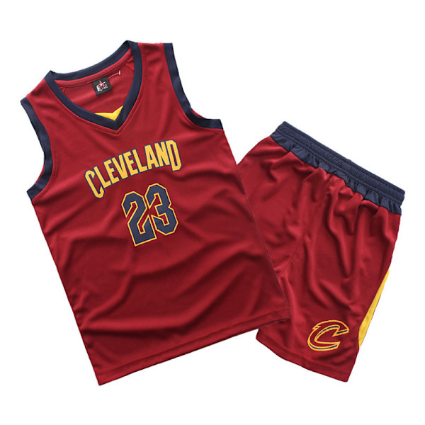 LeBron James No.23 Baskettrøye Set Cavaliers Uniform for barn tenåringer Burgundy Z Burgundy L (140-150CM)
