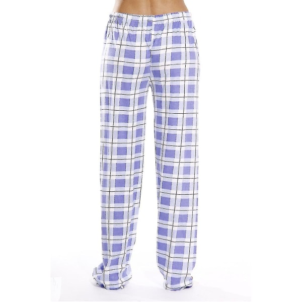 Naisten pyjama-housut taskuilla, pehmeät flanelliruudullinen pyjama-housut naisille CNMR purple XL