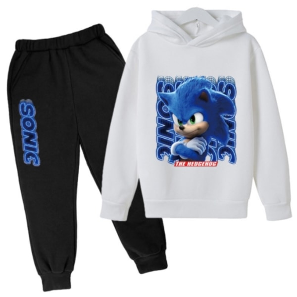 Kids Teens Sonic The Hedgehog Hoodie Pullover treningsdress med hvit- Perfekt med Z white 7-8 years old/130cm