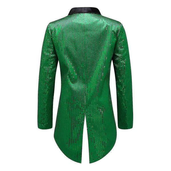 Sliktaa Herre Sequin Svalehale Dressjakke Fest Show Tux Kjole Frakk Green L