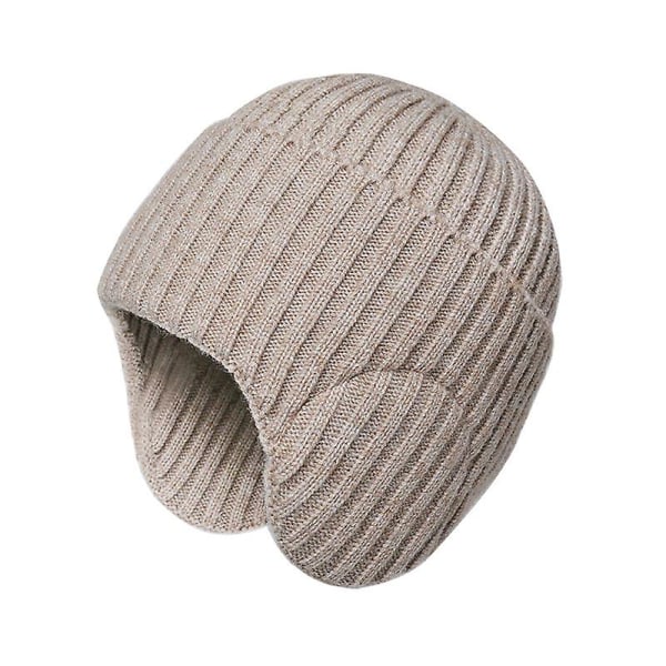 Vinter utomhus tjock stickad yllehatt, varm kall cap Khaki