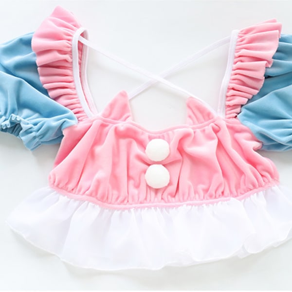 Lolita Cute Sleepwear Puffärmar Tube Top och Shorts Underkläder Set Anime Cosplay för kattöron Pyjamas Temptation Linge v