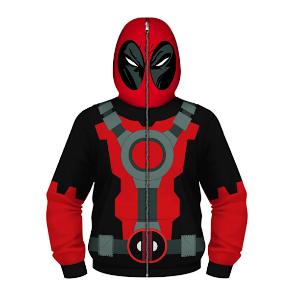 Superhelt Deadpool-drakt barn, unisex gutter jenter 3D All Over Superhero Print Zip Up Hoodie Jakke Genser V S