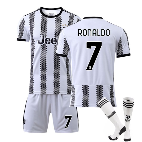 Ny sæson 22-23 Juventus Hjemme Børn Voksne Fodboldtrøje Kostume W RONALDO 7 RONALDO 7 24 (130-140cm)