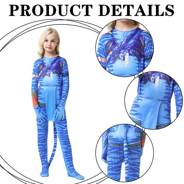 Neytiri Halloween Cosplay Børnekostume Jumpsuit Drenge & Piger Body Blå Girl XL for Height 140cm