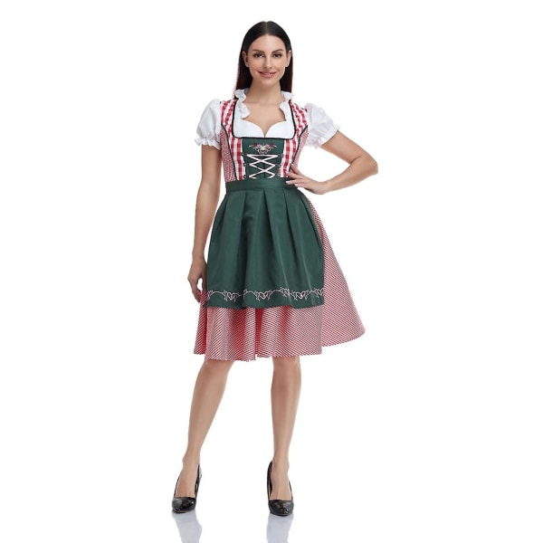 Womens Oktoberfest Beer Maid Costume Bavarian Traditional Dirndl Dress 6 Color Dark Green XL