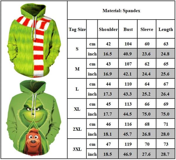 Unisex Christmas Grinchs Pullover Hoodie Novelty Sweatshirt Present D M