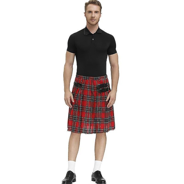 Irish Pläd Green Kilt - Scottish St Patrick's Green Plisserad kostym Tartan Kjol Kilts Kläder för män och kvinnor red XL