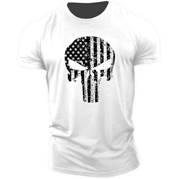 Ren bomull skalle för män Gym Training Top Kortärmad T-shirt White XL