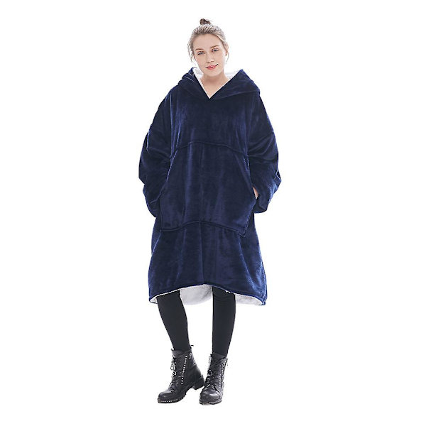 Ylisuuri hupparipeitto, ultrapehmeä Sherpa-jättipeitto, collegepaita Blue