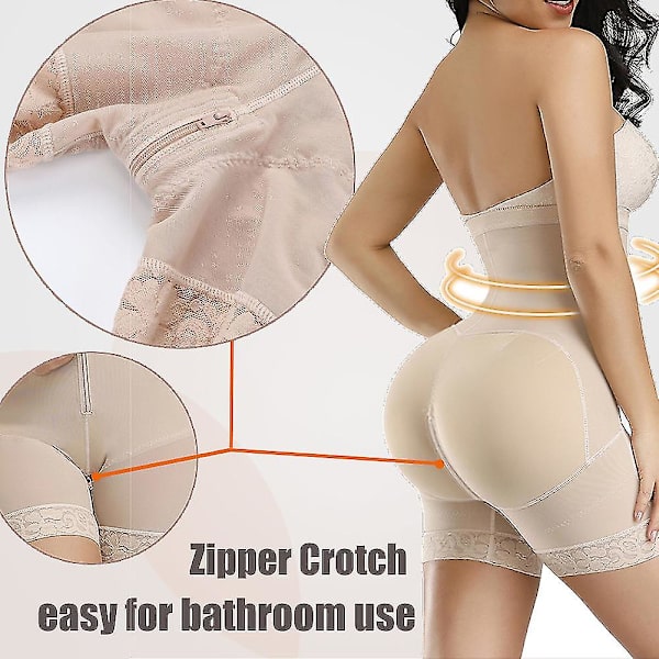 Naisten hoikistava vartalonmuotoilija saumaton takapuolen nostaja Bodysuits Push Up -muotoilualusvaatteet Korsetti Vyötärötreeni Beige XS
