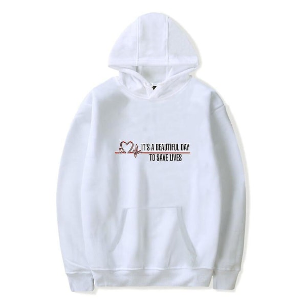 Grey's Anatomy Amerikansk Drama Intern Hoodie Pullover Grafisk print Luvtrøjer White M