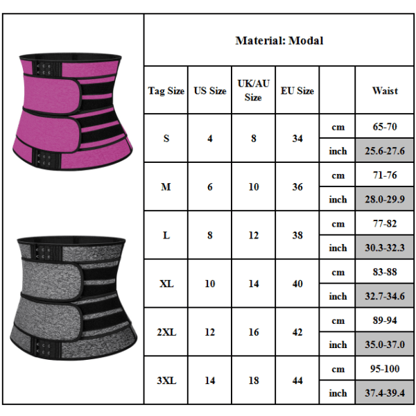 Kvinnor Waist trainer Korsett Svettbälte Trimmer Träning Fitness I black 2XL