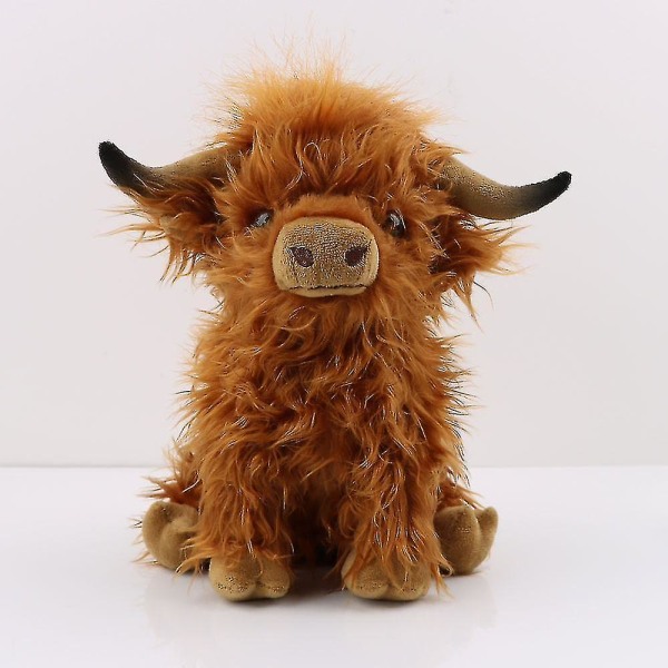 Highland Cow Plyschleksak Söt Simulering Långhårig Ko Gosedjursdocka Z