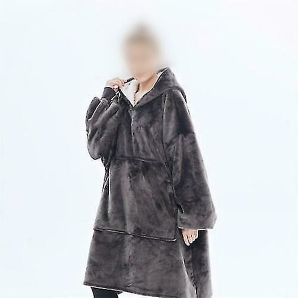 Vuxen huvfilt Supermjuk varm bärbar hoodie Robe-1 H grey