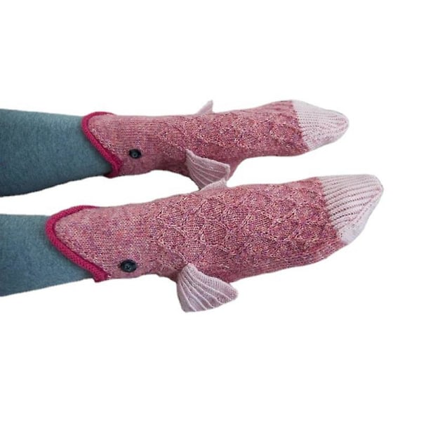 Strikkede krokodille sokker Dyresokker Strikkede Nyhet Vinter Varme Julegave Red Fish Socks